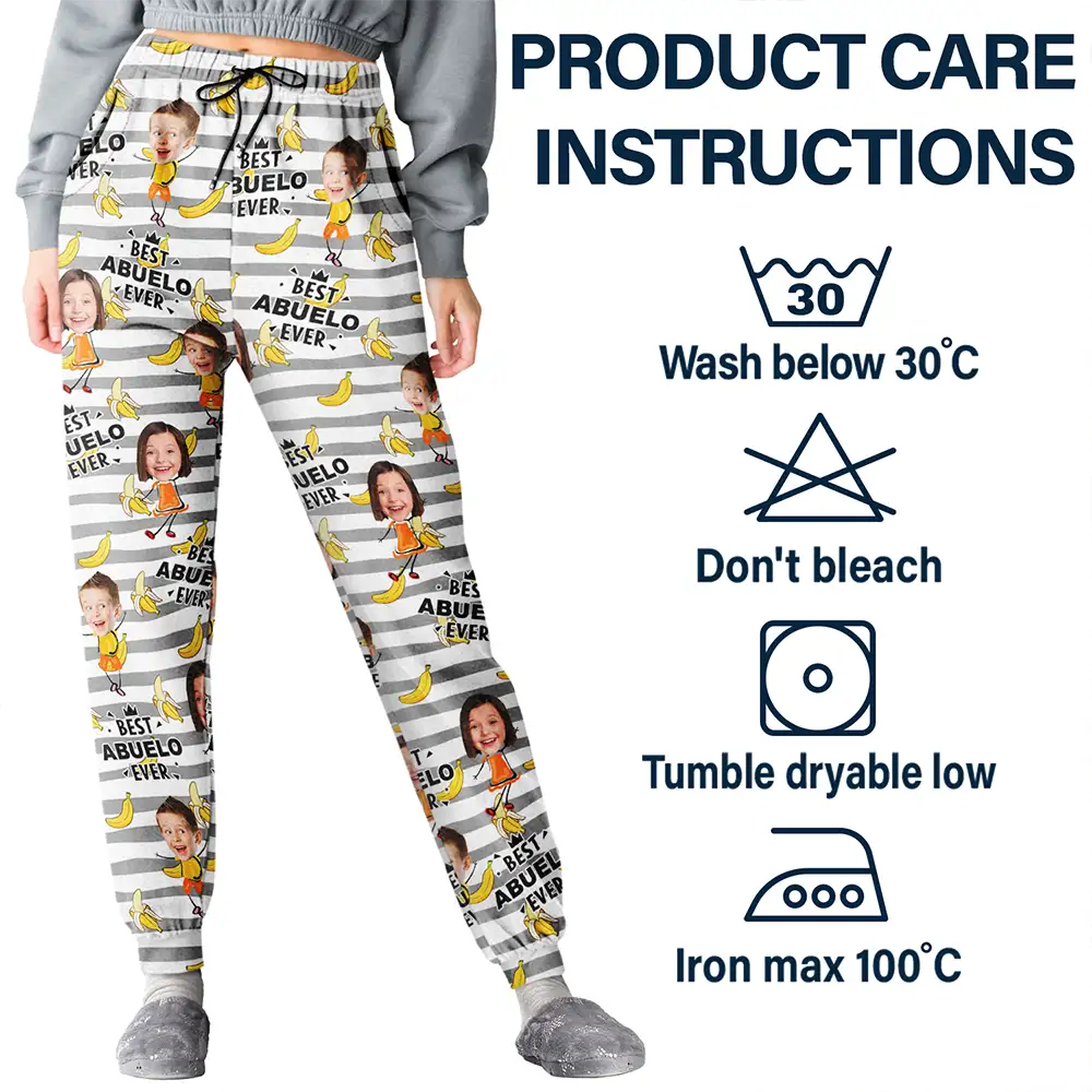 Custom Photo Funny Banana Best Dad Ever - Personalized Pajama Pants - Image 6