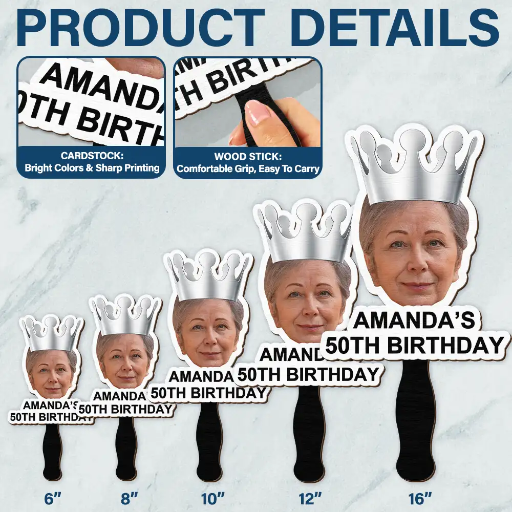 Custom Photo Funny Birthday Crew - Personalized Handheld Fan - Image 5