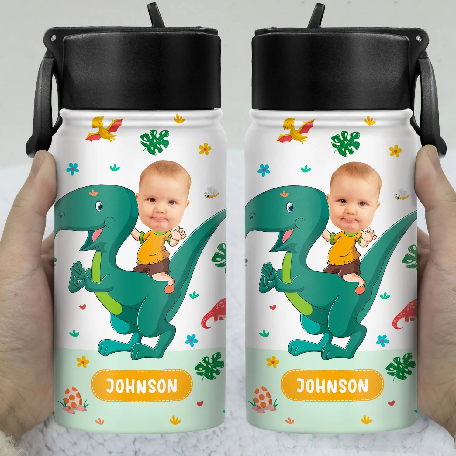 Custom Photo Funny Car Mermaid Unicorn Dinosaur Astronaut - Gift For Kids - Personalized Kids Water Bottle - Image 4