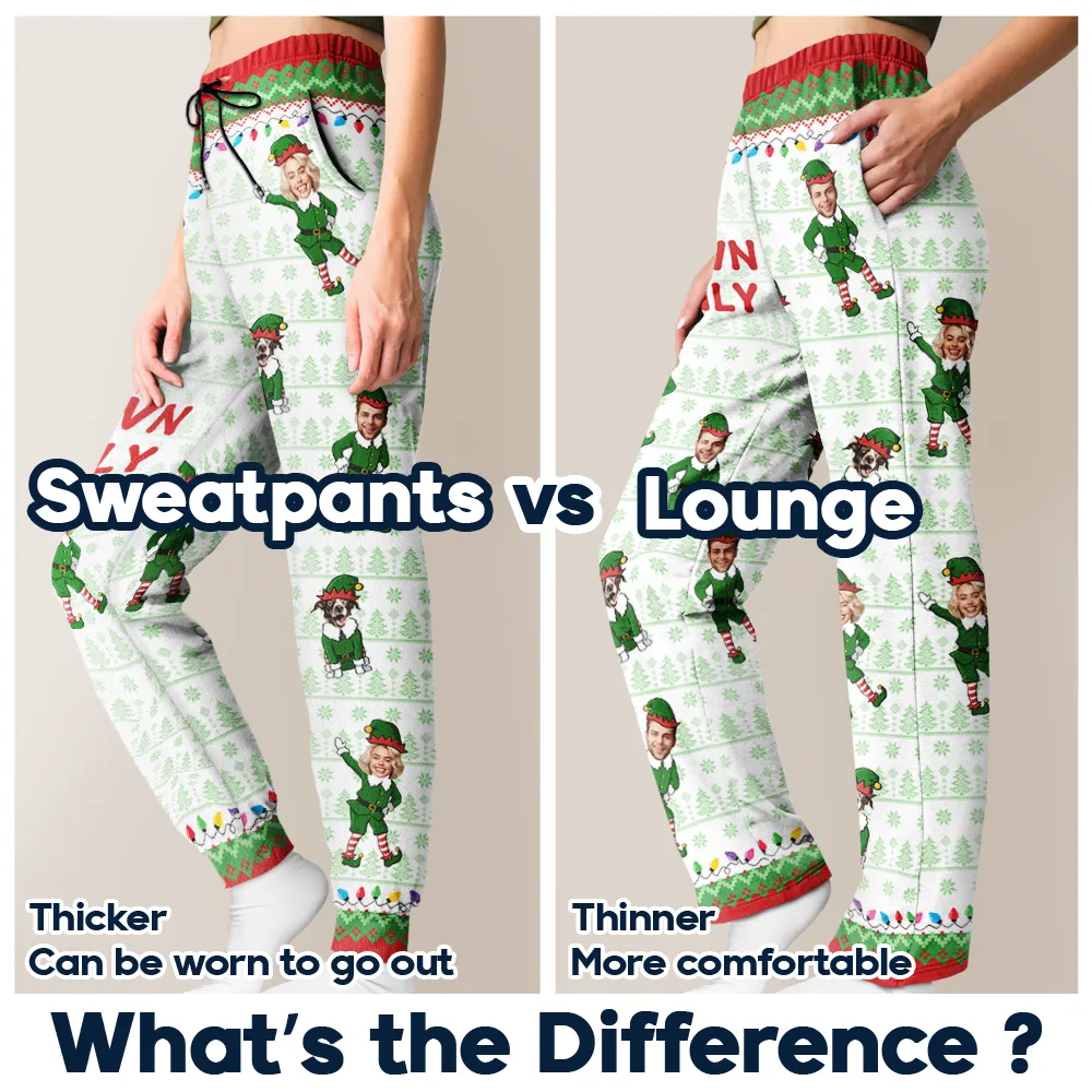 Custom Photo Funny Christmas Elf Family Face Cut - Personalized Pajama Pants - Image 7