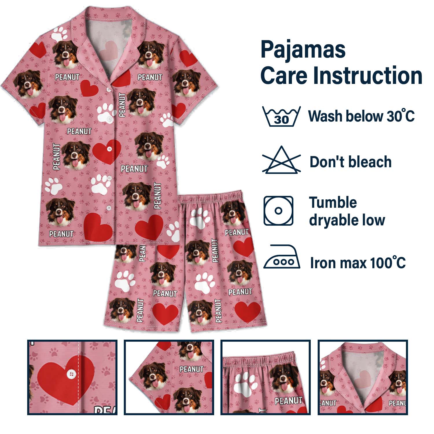 Custom Photo Funny Dog Cat Face - Funny Birthday Gift For Wife, Husband, Dog Mom, Cat Mom, Dog Dad, Cat Dad, Pet Lovers - Personalized Custom Short Pajamas Set - Image 5