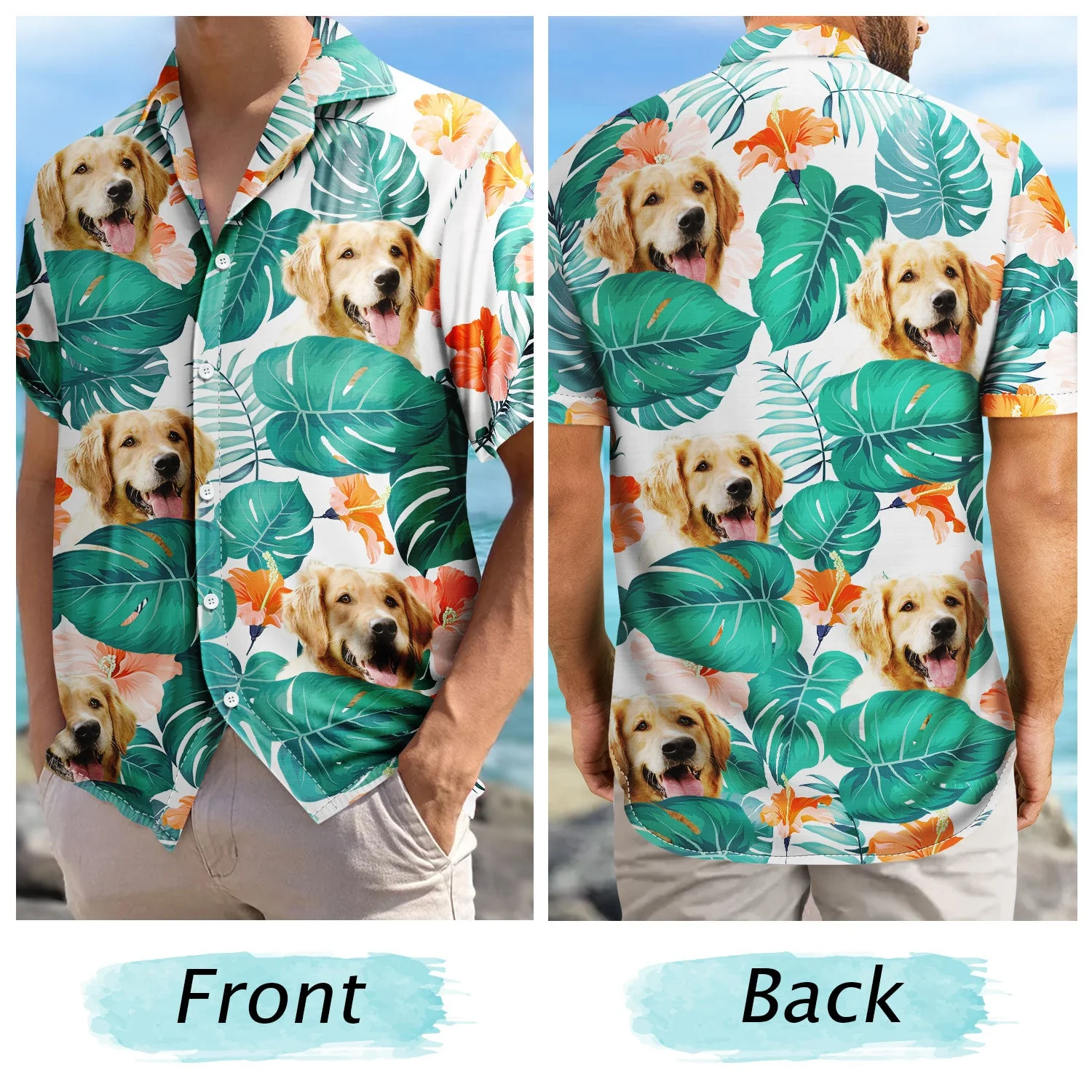 Custom Photo Funny Family Pet Face - Gift For Men, Dog And Cat Lovers - Personalized Custom Hawaiian Shirt - Image 6