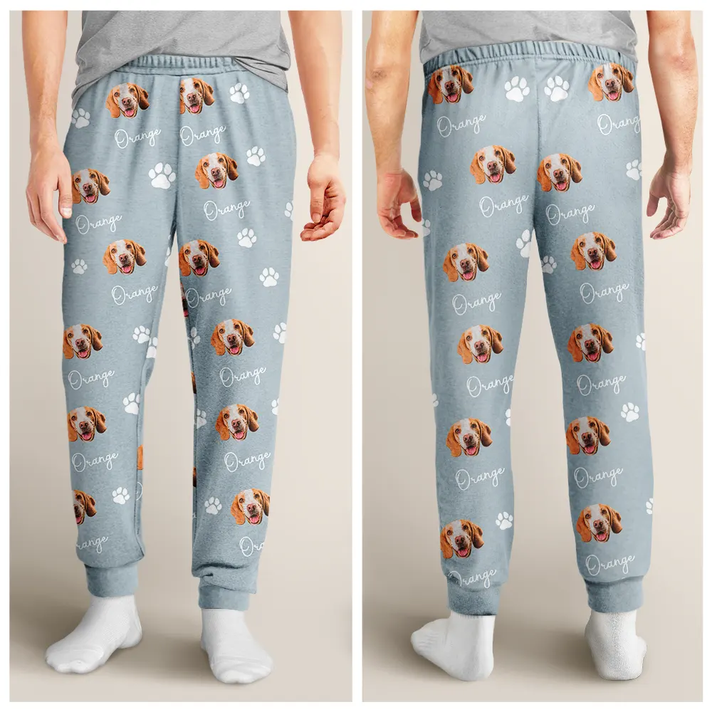 Custom Photo Funny Dog Cat Face - Personalized Pajama Pants - Image 5