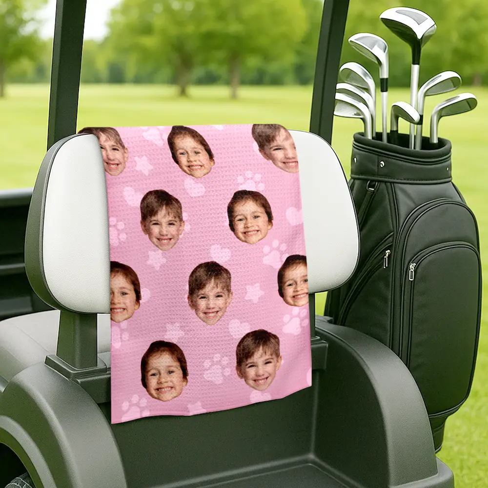 Custom Photo Funny Dog Cat Kid - Personalized Golf Towel - Image 6
