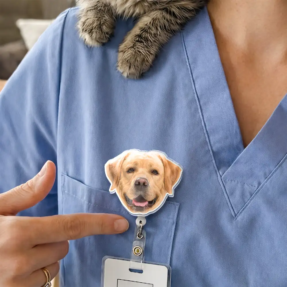 Custom Photo Funny Dog Cat Person Face - Personalized Badge Reel - Image 3