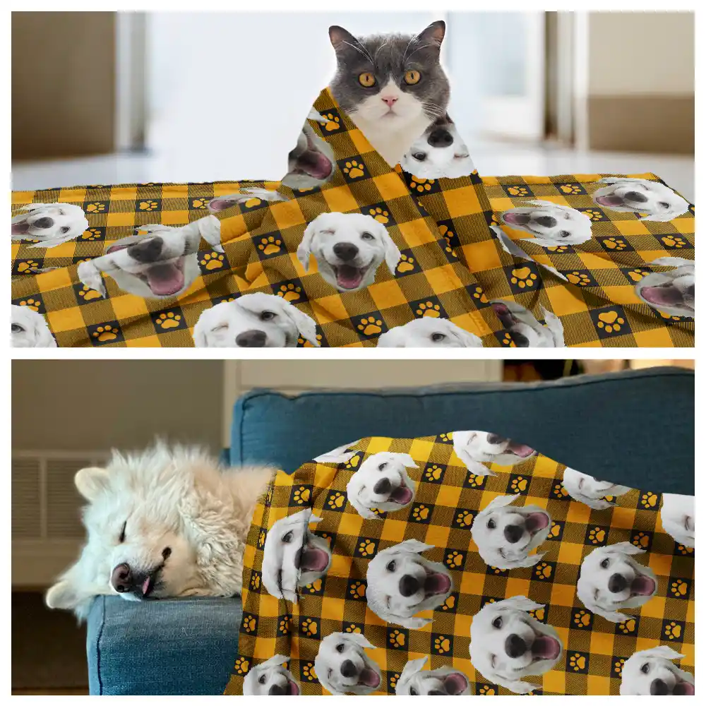 Custom Photo Funny Dog Cat Pet Face - Personalized Pet Blanket - Image 5