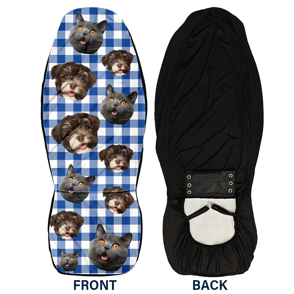 Custom Photo Funny Dog Cat Pet Human Face - Personalized Car Seat Cover - Image 6