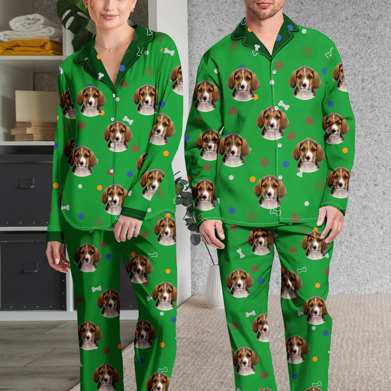 Custom Photo Funny Dog Face - Gift For Dog Lovers - Personalized Long Pajamas Set - Image 4