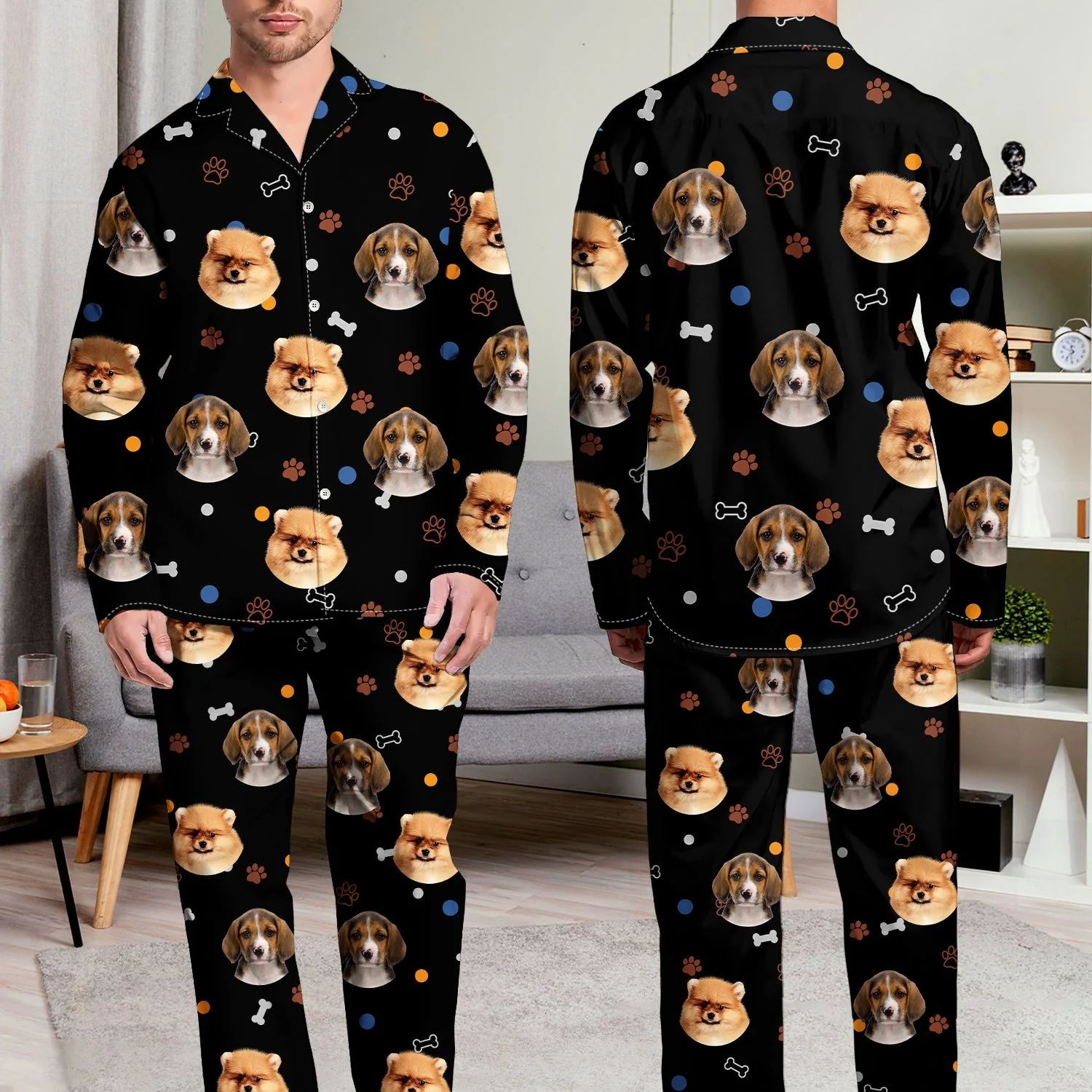 Custom Photo Funny Dog Face - Gift For Dog Lovers - Personalized Long Pajamas Set - Image 6