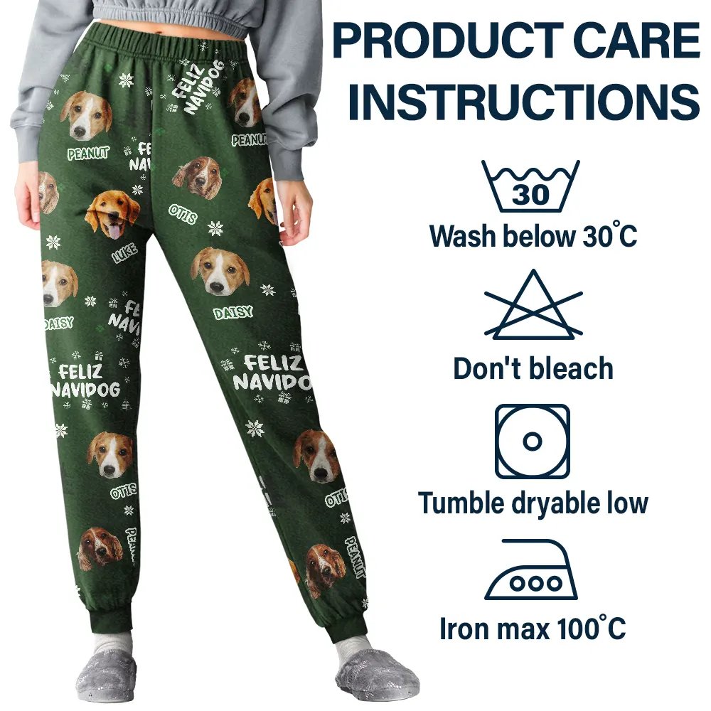 Custom Photo Funny Dogs Merry Woofmas Feliz Navidog - Personalized Pajama Pants - Image 6