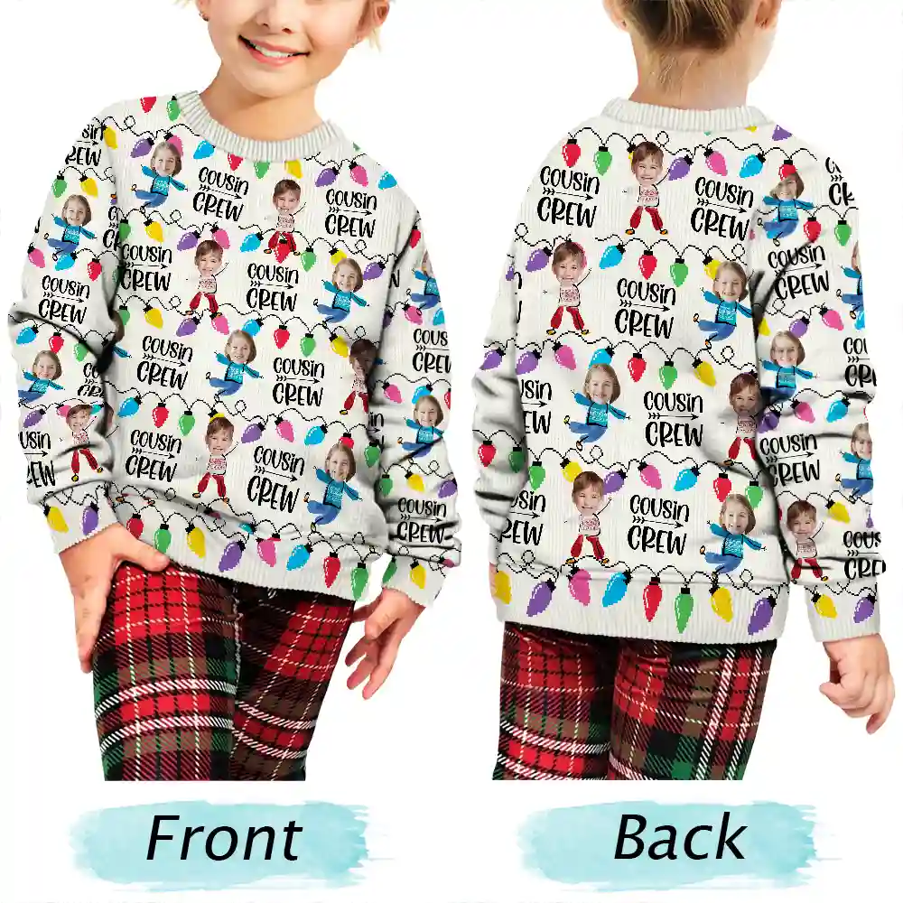 Custom Photo Funny Face Cousin Crew - Personalized Unisex Ugly Sweater - Image 4