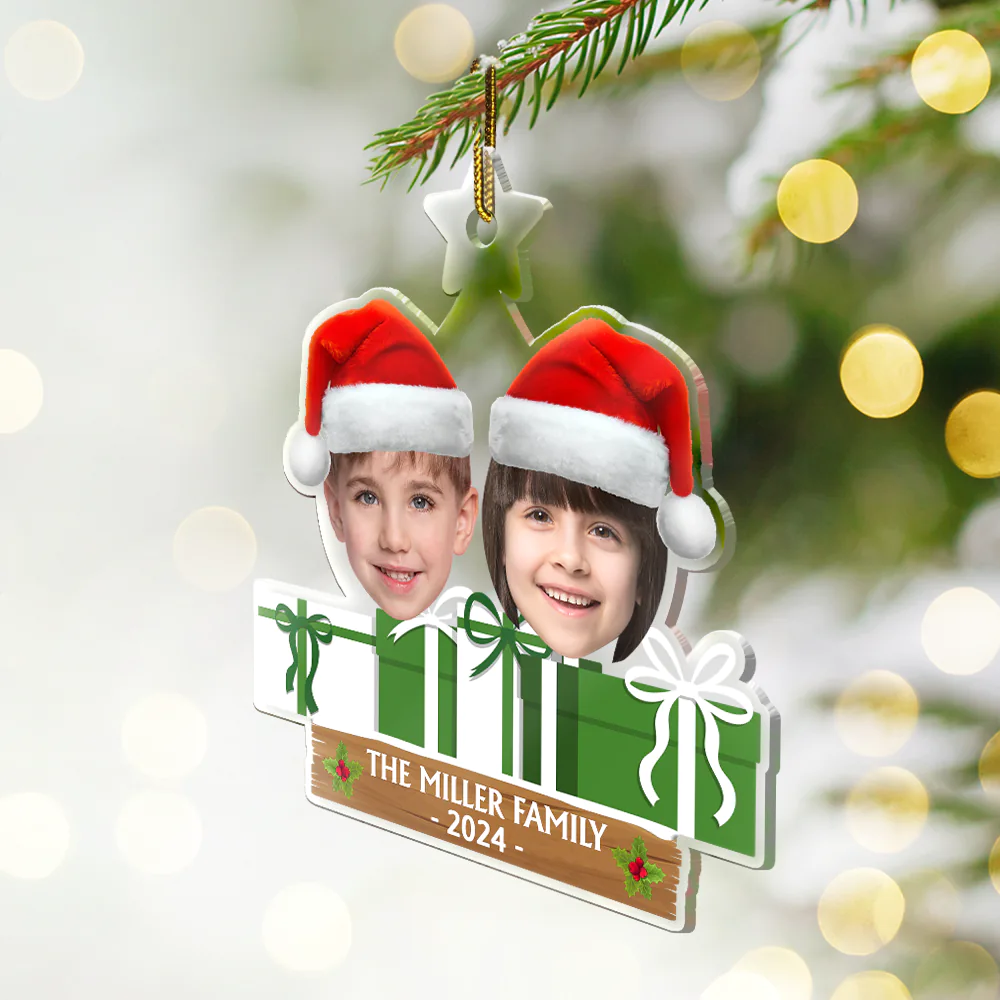 Custom Photo Funny Face Family, Friends - Personalized Cutout Acrylic Ornament - Image 3