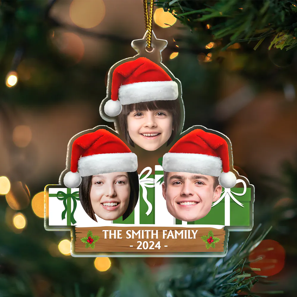 Custom Photo Funny Face Family, Friends - Personalized Cutout Acrylic Ornament - Image 4