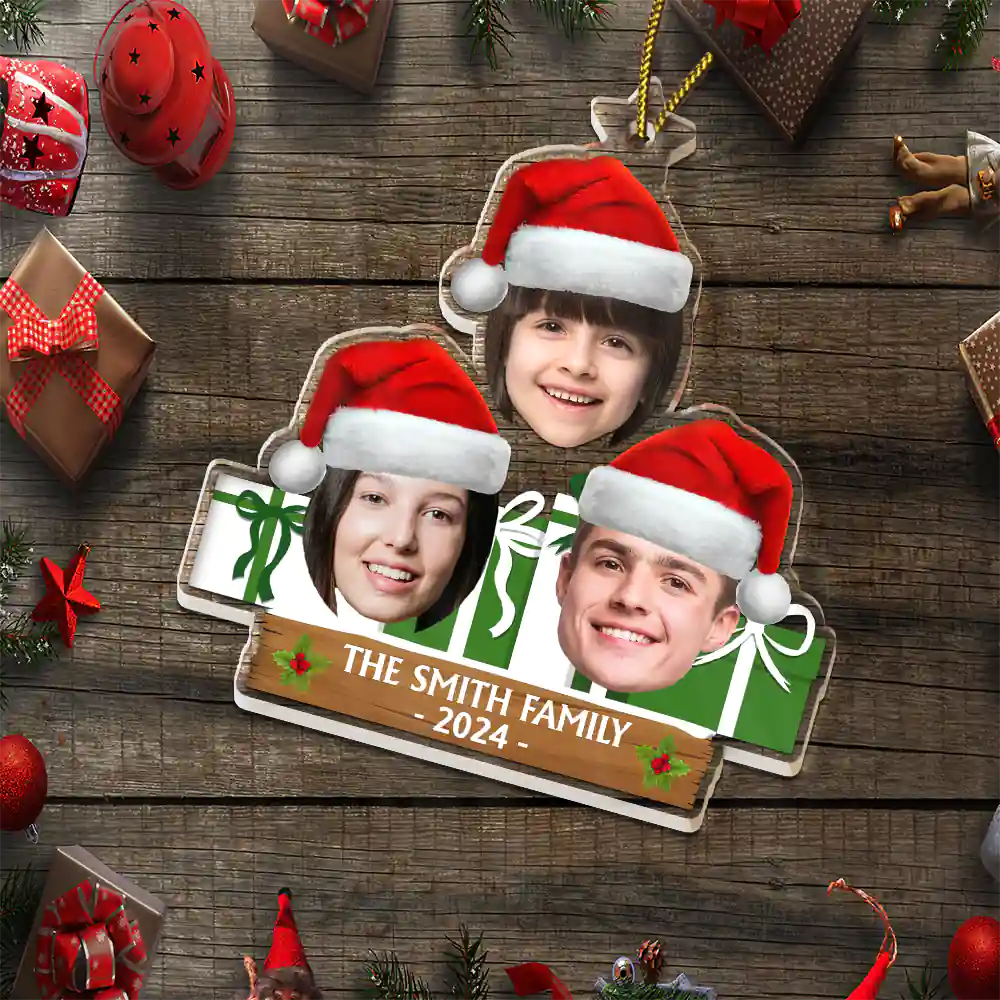 Custom Photo Funny Face Family, Friends - Personalized Cutout Acrylic Ornament - Image 7