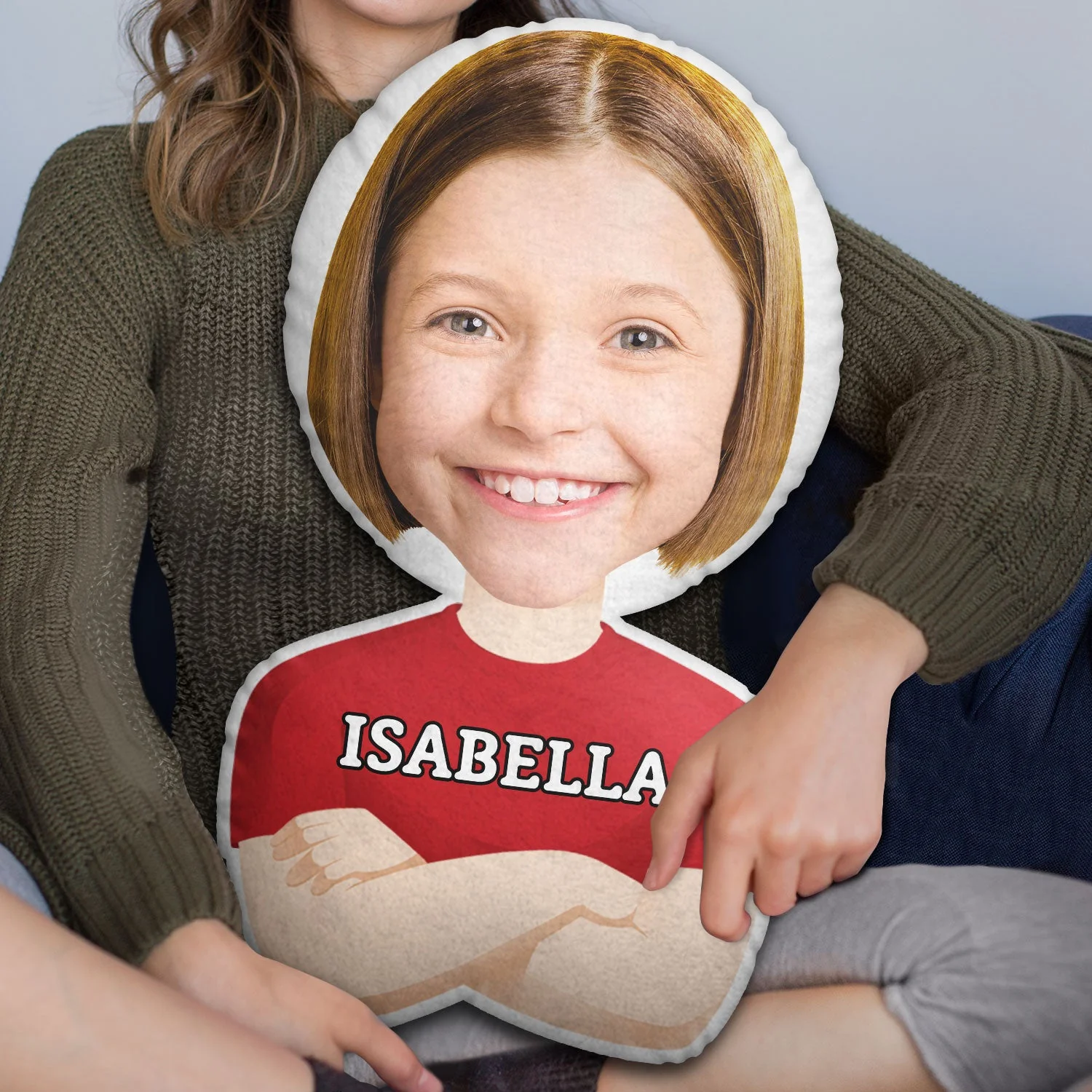 Custom Photo Funny Face Flat Art Family - Gift For Kids, Parents, Siblings - Personalized Custom Shaped Pillow - Image 3