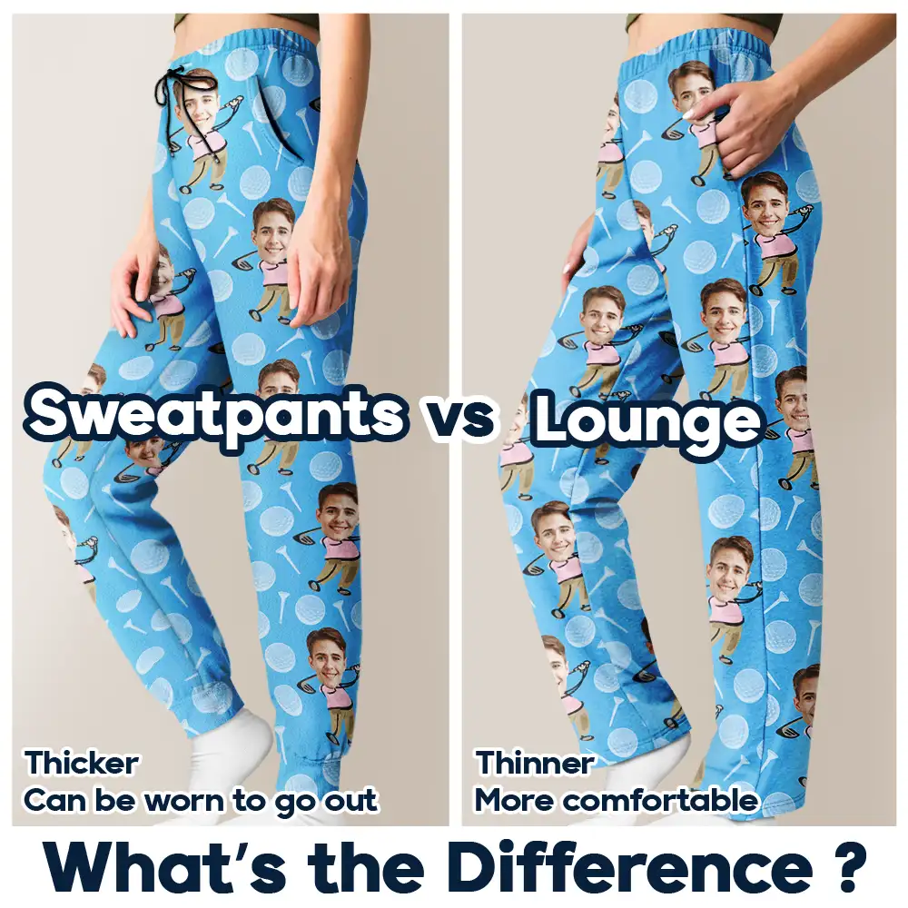 Custom Photo Funny Face Golf Lover - Personalized Pajama Pants - Image 7