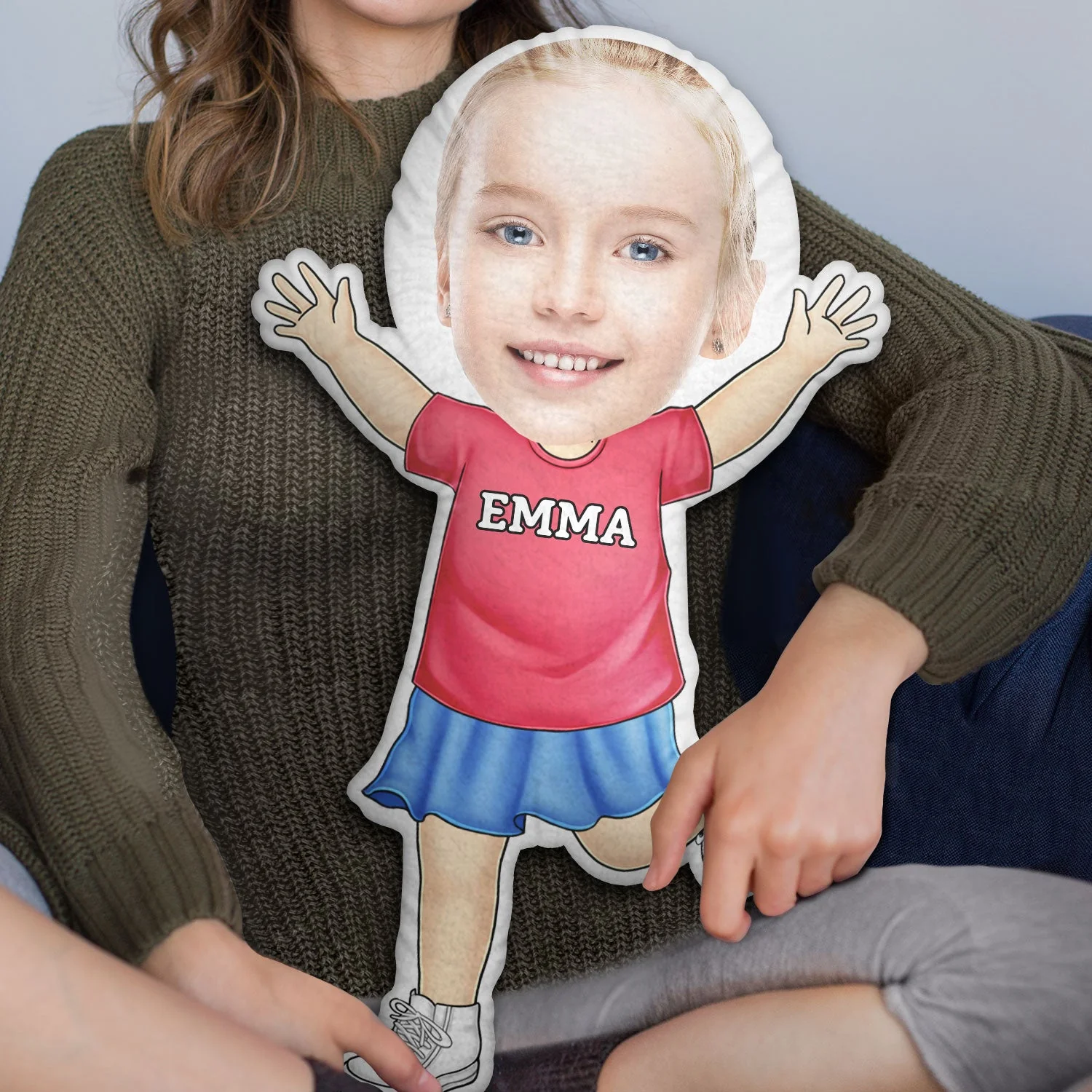 Custom Photo Funny Face Happy Kid - Gift For Grandkids, Siblings - Personalized Custom Shaped Pillow - Image 3