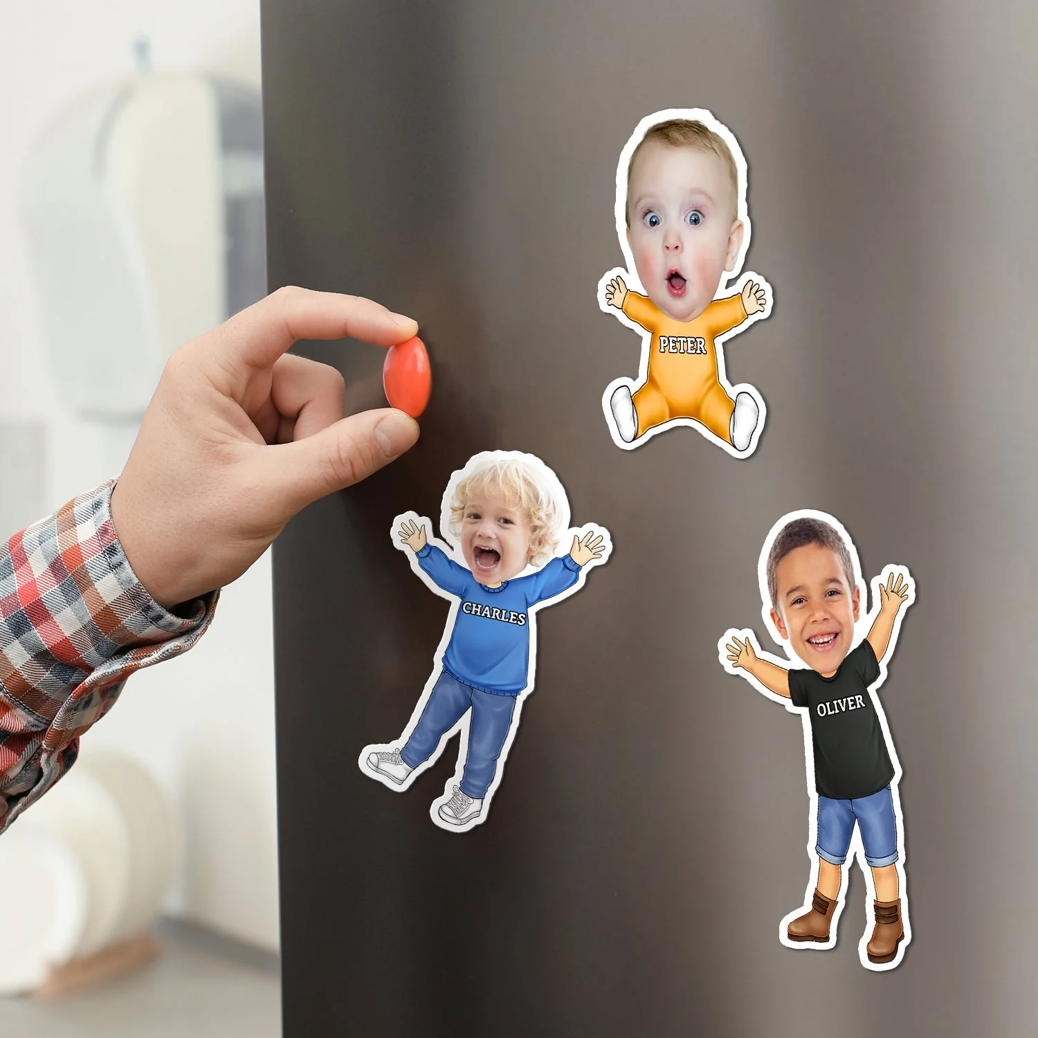 Custom Photo Funny Face Happy Kid - Gift For Grandkids, Siblings - Personalized Magnet - Image 4