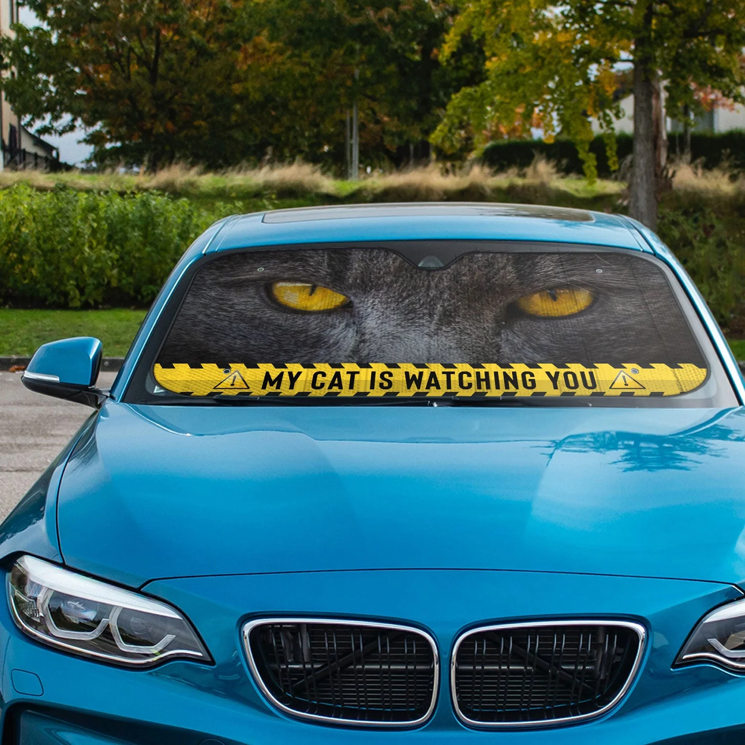 Custom Photo Funny Face Husband Wife Dog Cat Is Watching You - Gift For Family, Pet Lovers - Personalized Auto Sunshade - Image 2