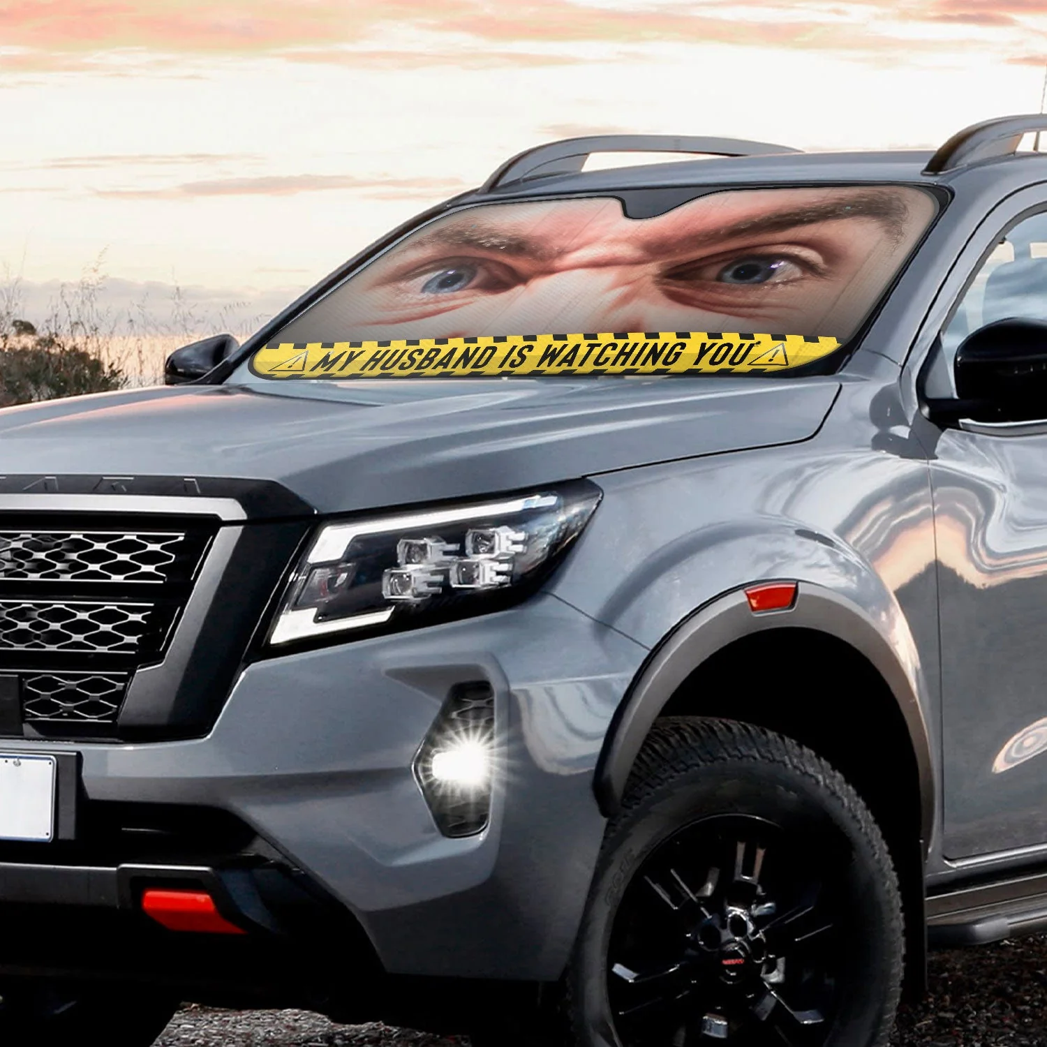 Custom Photo Funny Face Husband Wife Dog Cat Is Watching You - Gift For Family, Pet Lovers - Personalized Auto Sunshade - Image 3