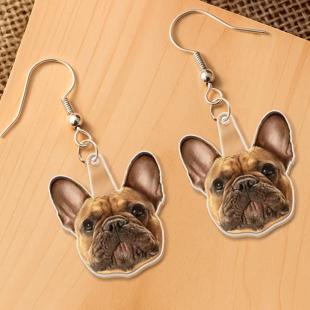 Custom Photo Funny Face Pet Kid Family - Personalized Acrylic Earrings - Image 4
