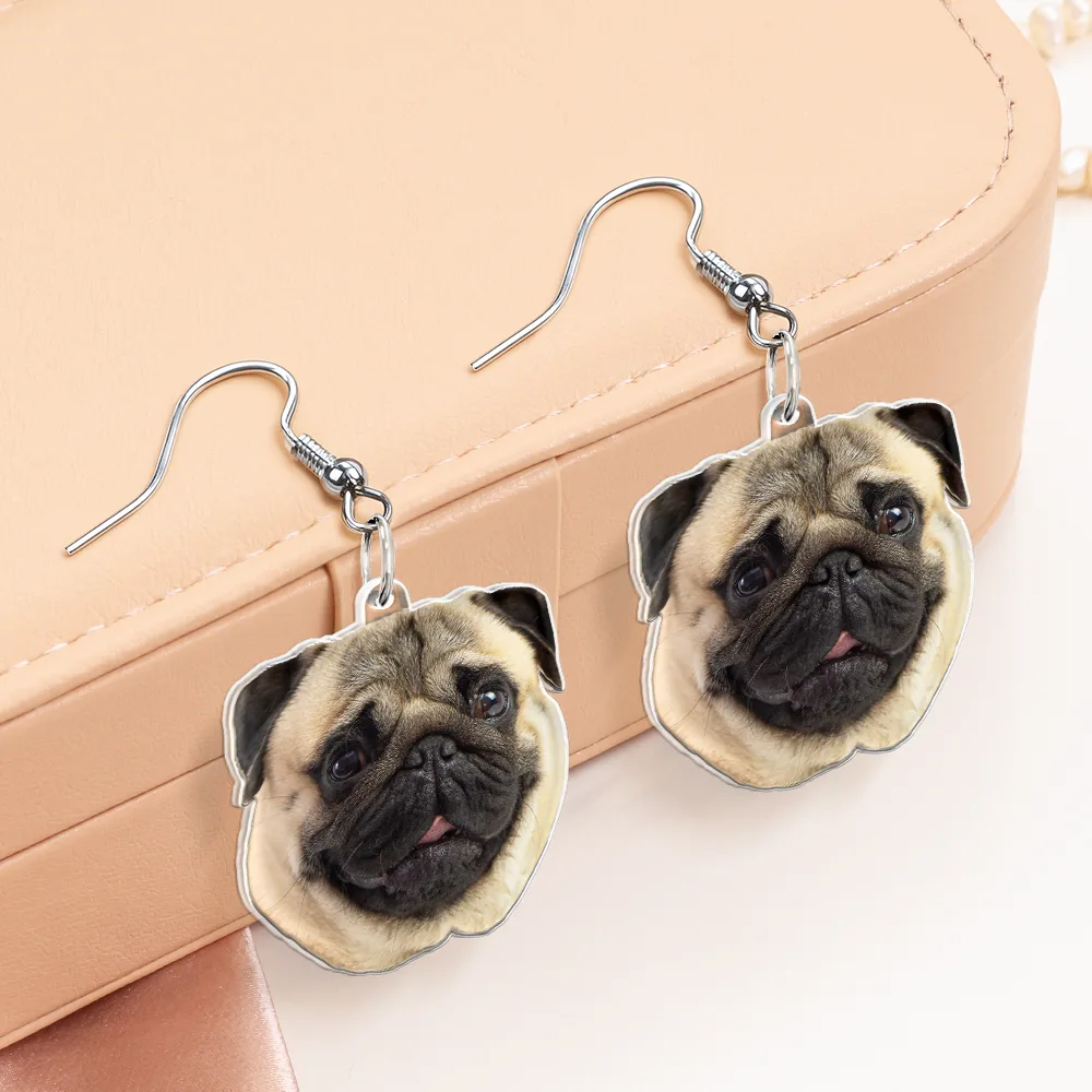 Custom Photo Funny Face Pet Kid Family - Personalized Acrylic Earrings - Image 6
