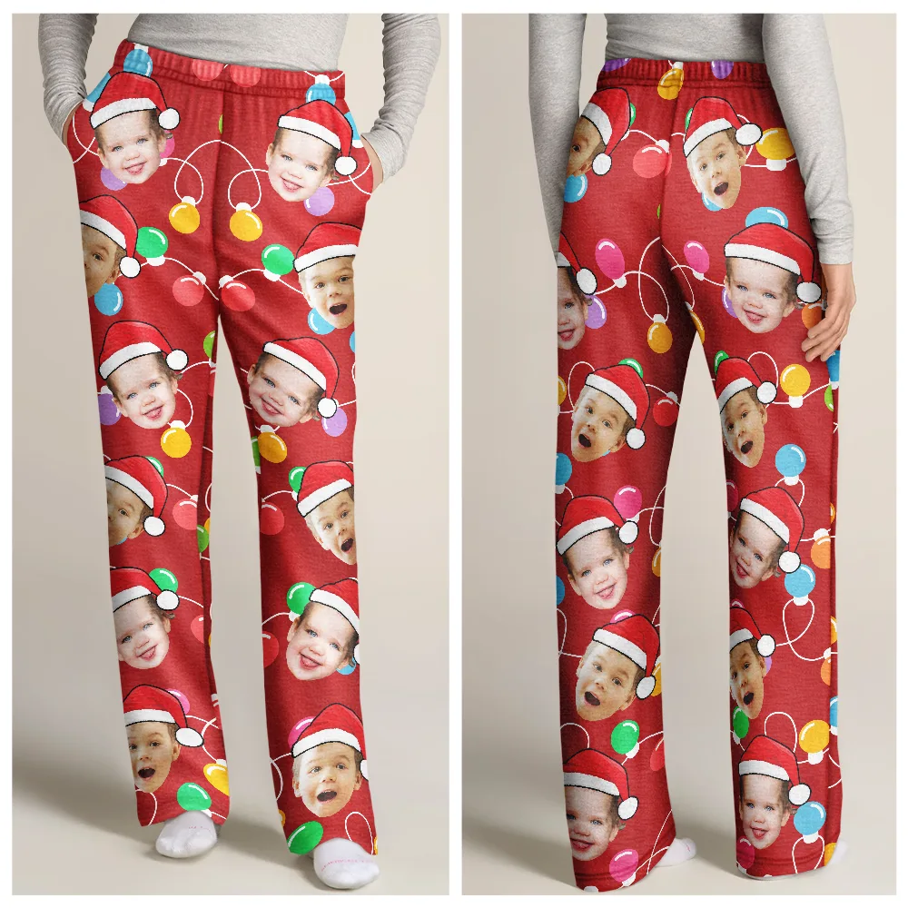 Custom Photo Funny Family Face - Personalized Pajama Pants - Image 4