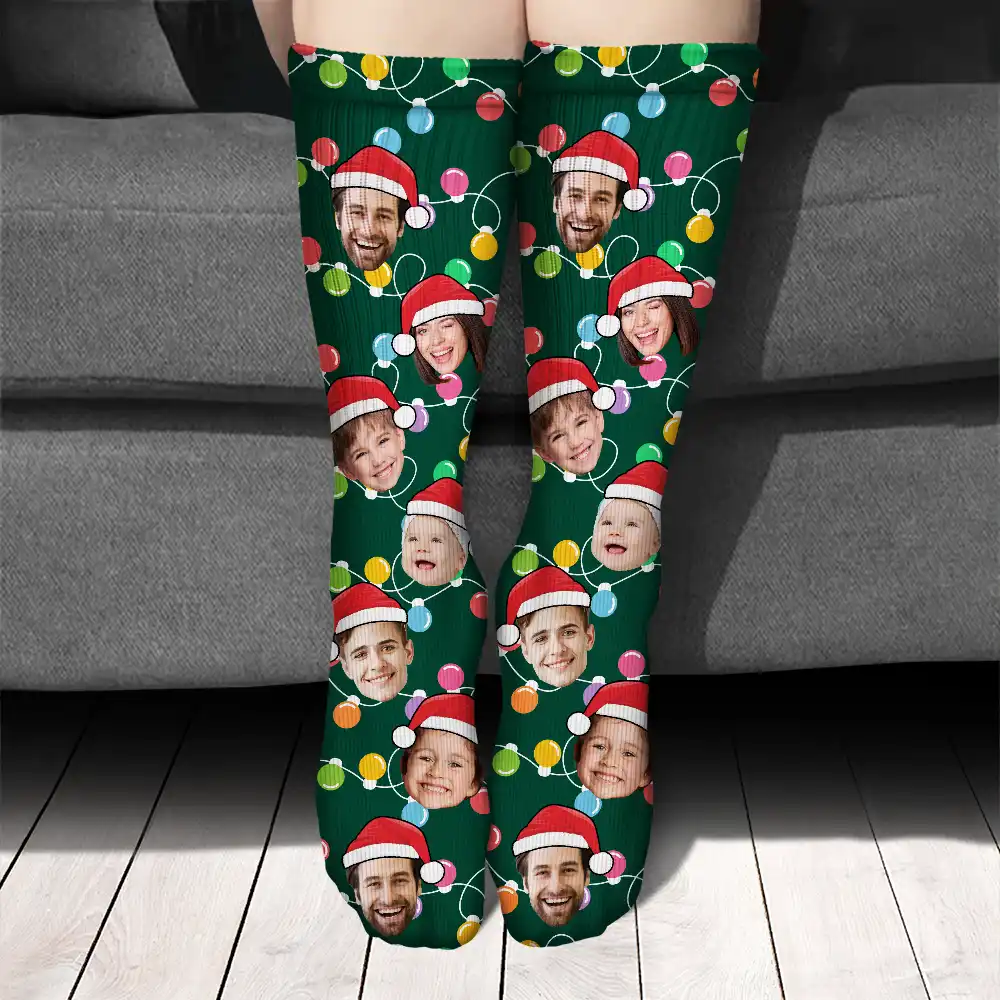 Custom Photo Funny Family Face - Personalized Socks - Image 4