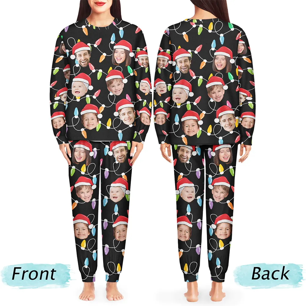 Custom Photo Funny Family Face - Personalized Unisex Pajamas Set - Image 5