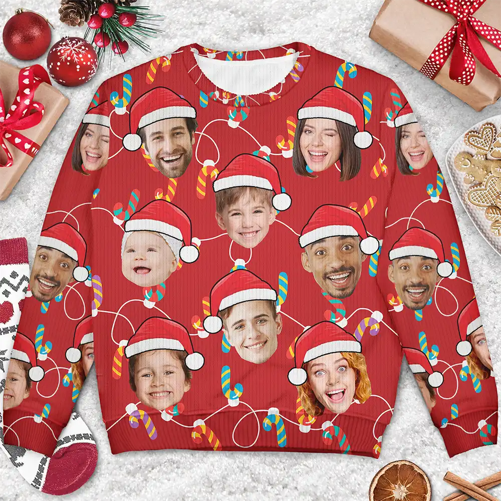 Custom Photo Funny Family Face - Personalized Unisex Ugly Sweater - Image 4