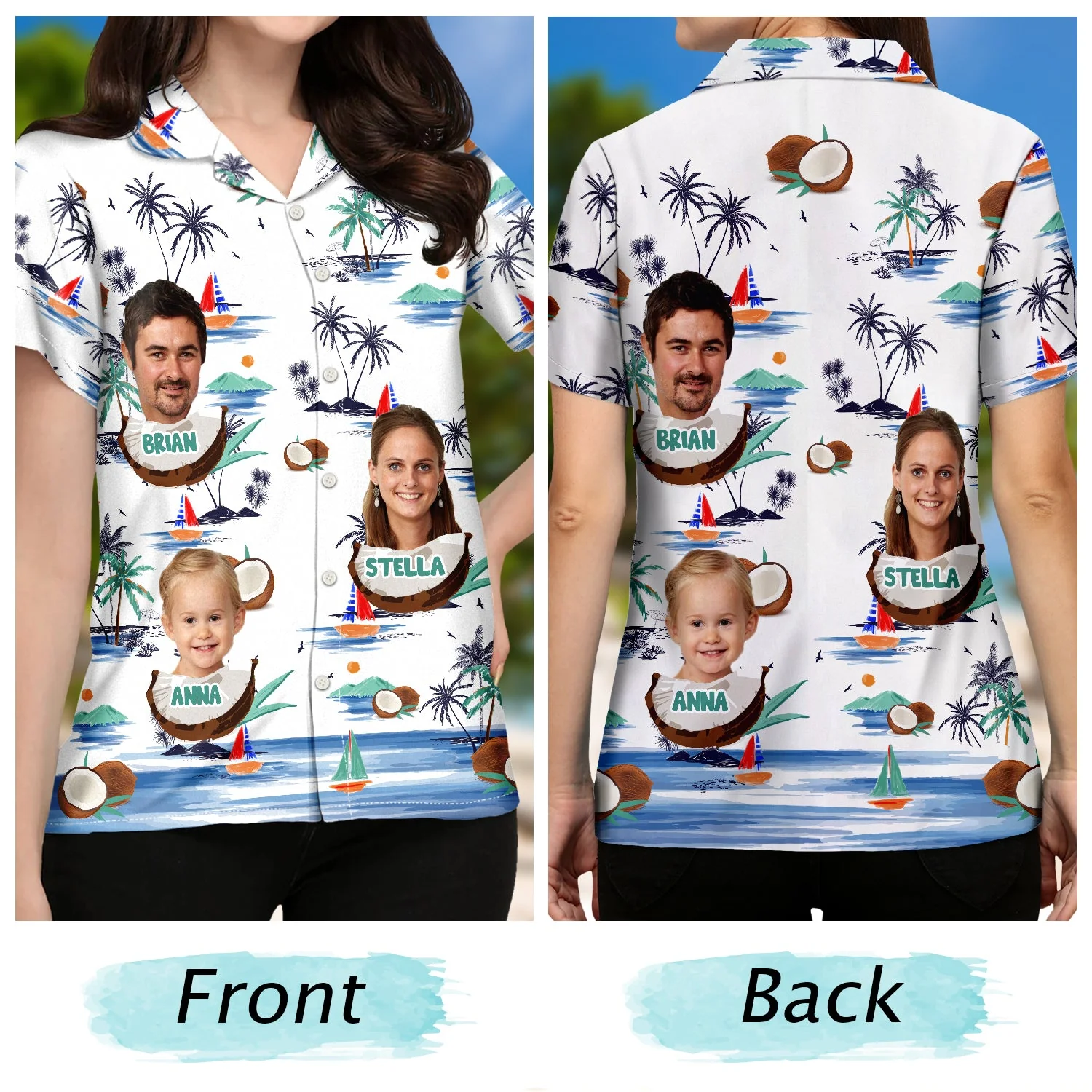 Custom Photo Funny Family Face Vacation - Birthday, Loving Gift For Husband, Wife, Couples, Dad, Mom - Personalized Custom Hawaiian Shirt - Image 3