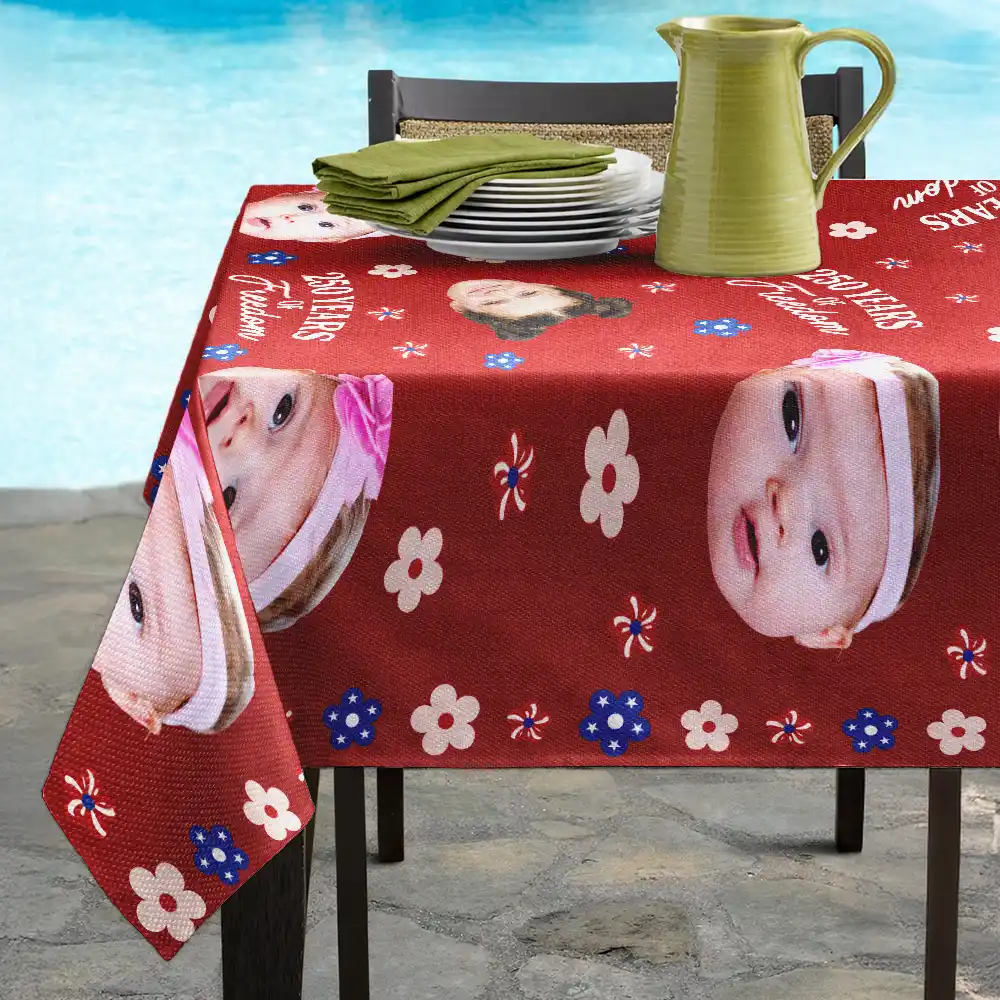 Custom Photo Funny Family Pet 250 Years Of Freedom - Personalized Tablecloth - Image 7