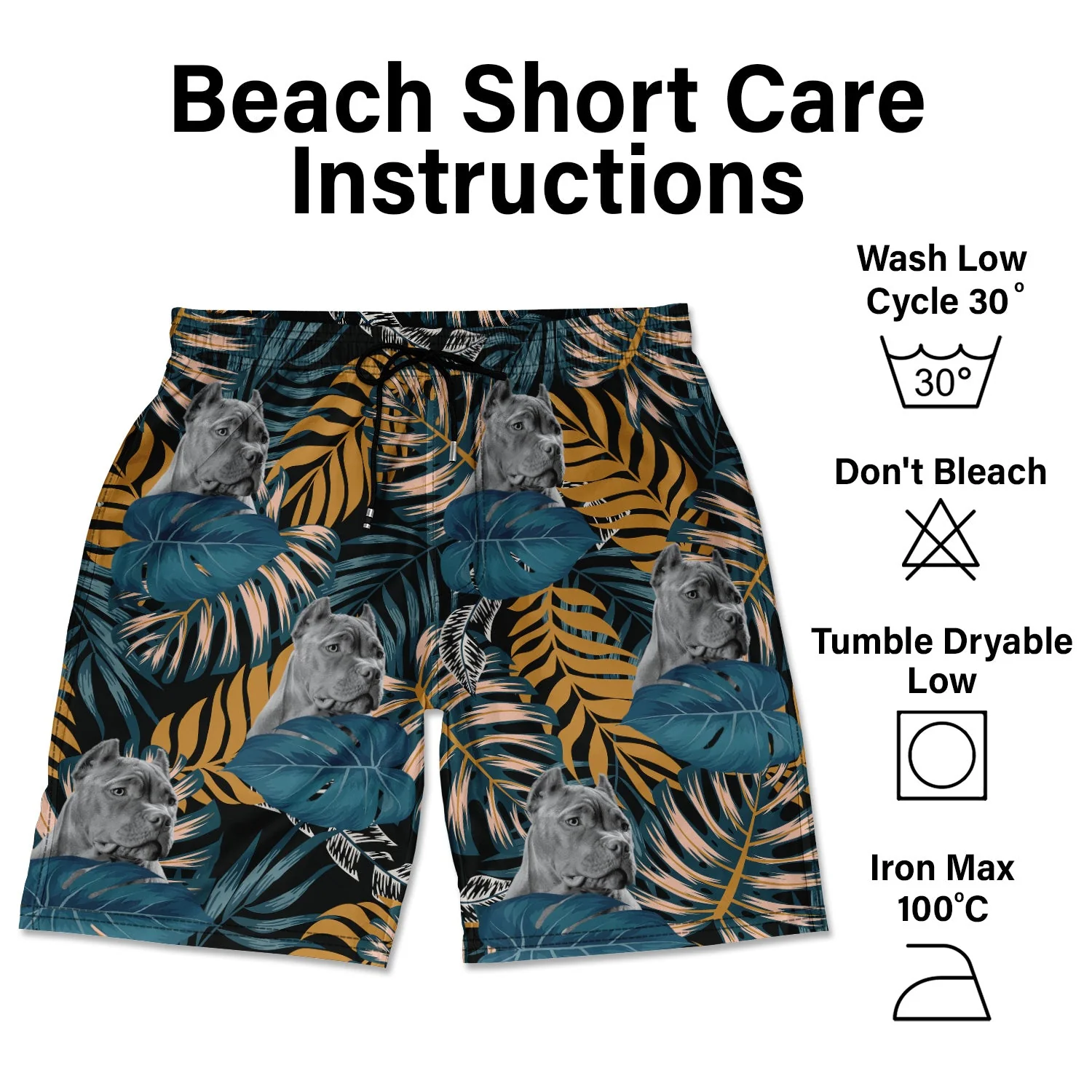 Custom Photo Funny Family Pet Face Black Color Leaf - Funny Gift For Pet Lovers, Dog Mom, Cat Mom, Dog Dad, Cat Dad - Personalized Unisex Beach Shorts - Image 5