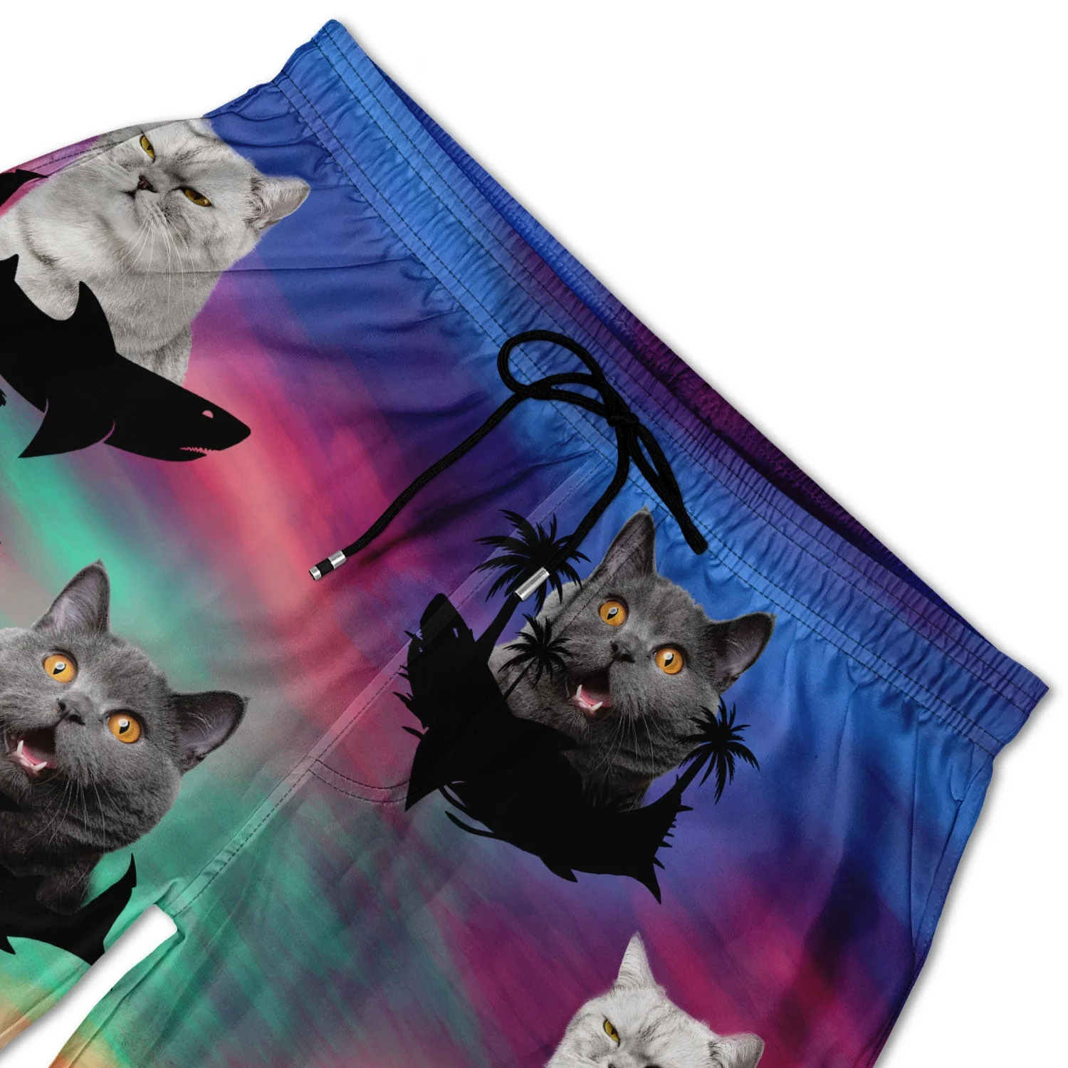 Custom Photo Funny Family Pet Face Color Sunset - Funny Gift For Pet Lovers, Dog Mom, Cat Mom, Dog Dad, Cat Dad - Personalized Unisex Beach Shorts - Image 6