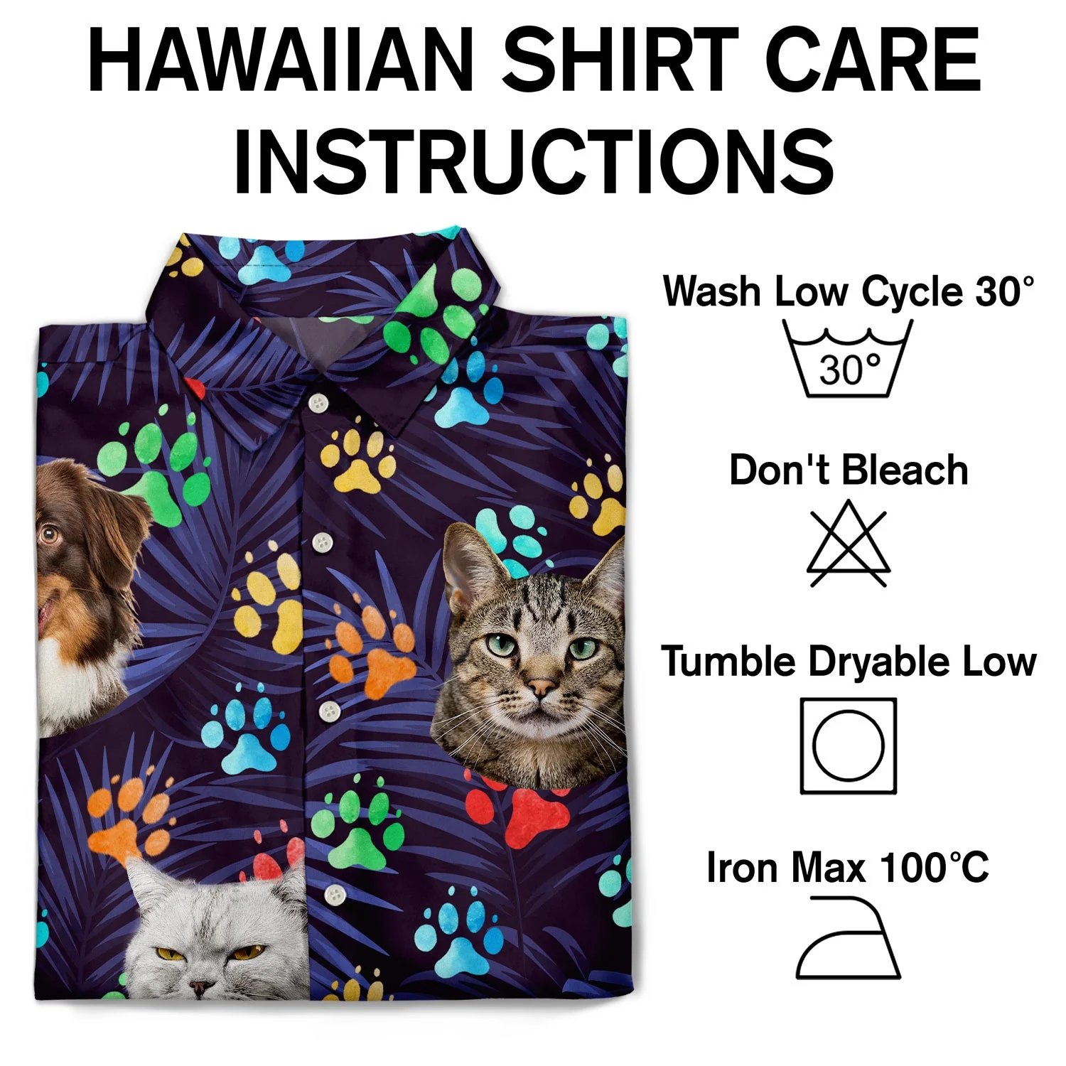Custom Photo Funny Family Pet Face Colorful Paws - Gift For Pet Lovers, Dog Lovers, Cat Lovers - Personalized Hawaiian Shirt - Image 5