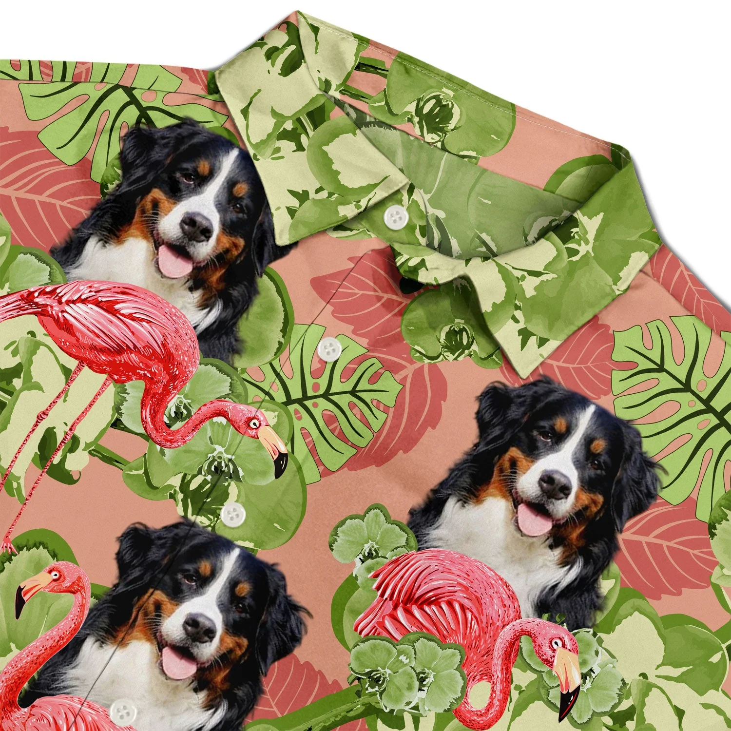 Custom Photo Funny Family Pet Face Flamingo - Gift For Men, Dog And Cat Lovers - Personalized Custom Hawaiian Shirt - Image 4