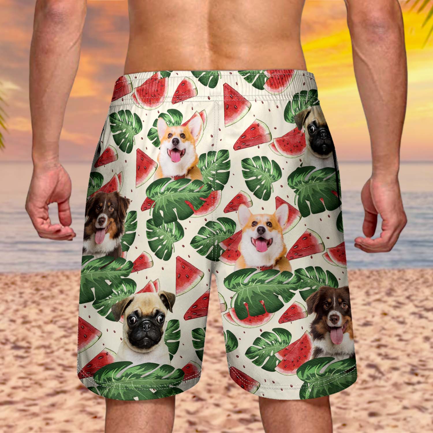 Custom Photo Funny Family Pet Face - Funny Gift For Pet Lovers, Dog Mom, Cat Mom, Dog Dad, Cat Dad - Personalized Custom Unisex Beach Shorts - Image 5
