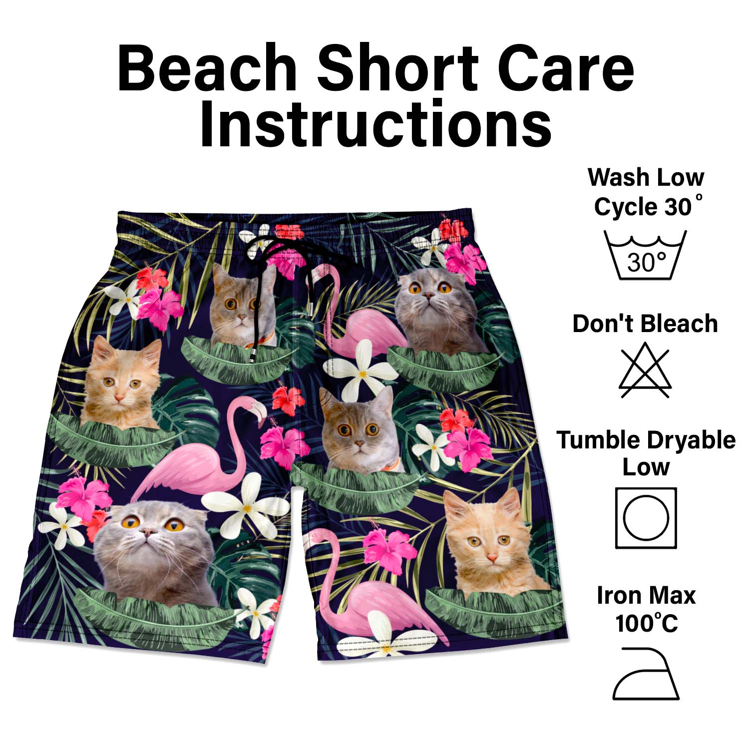 Custom Photo Funny Family Pet Face - Funny Gift For Pet Lovers, Dog Mom, Cat Mom, Dog Dad, Cat Dad - Personalized Custom Unisex Beach Shorts - Image 7