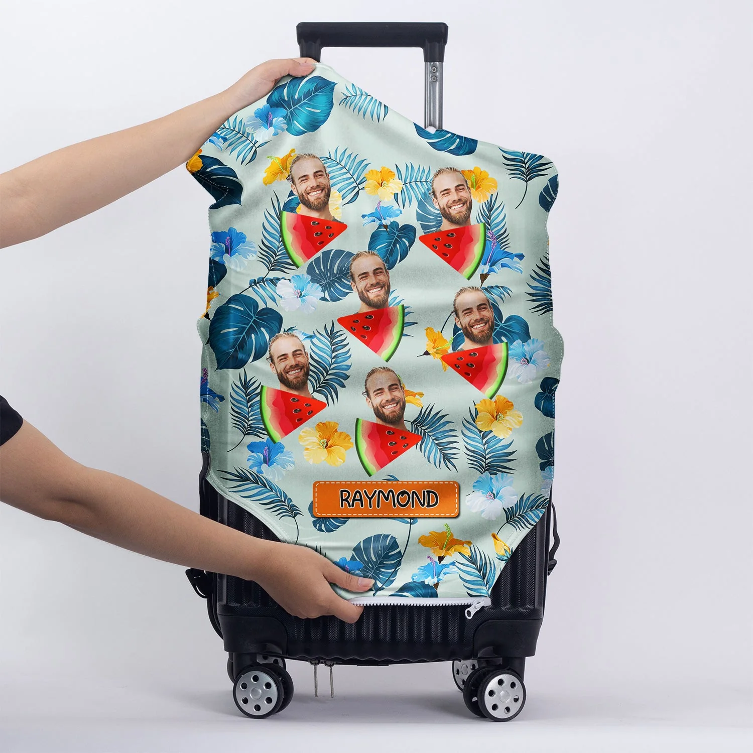 Custom Photo Funny Family Pet Face - Gift For Couple, Best Friends, Siblings, Dog And Cat Lovers - Personalized Custom Luggage Cover - Image 5