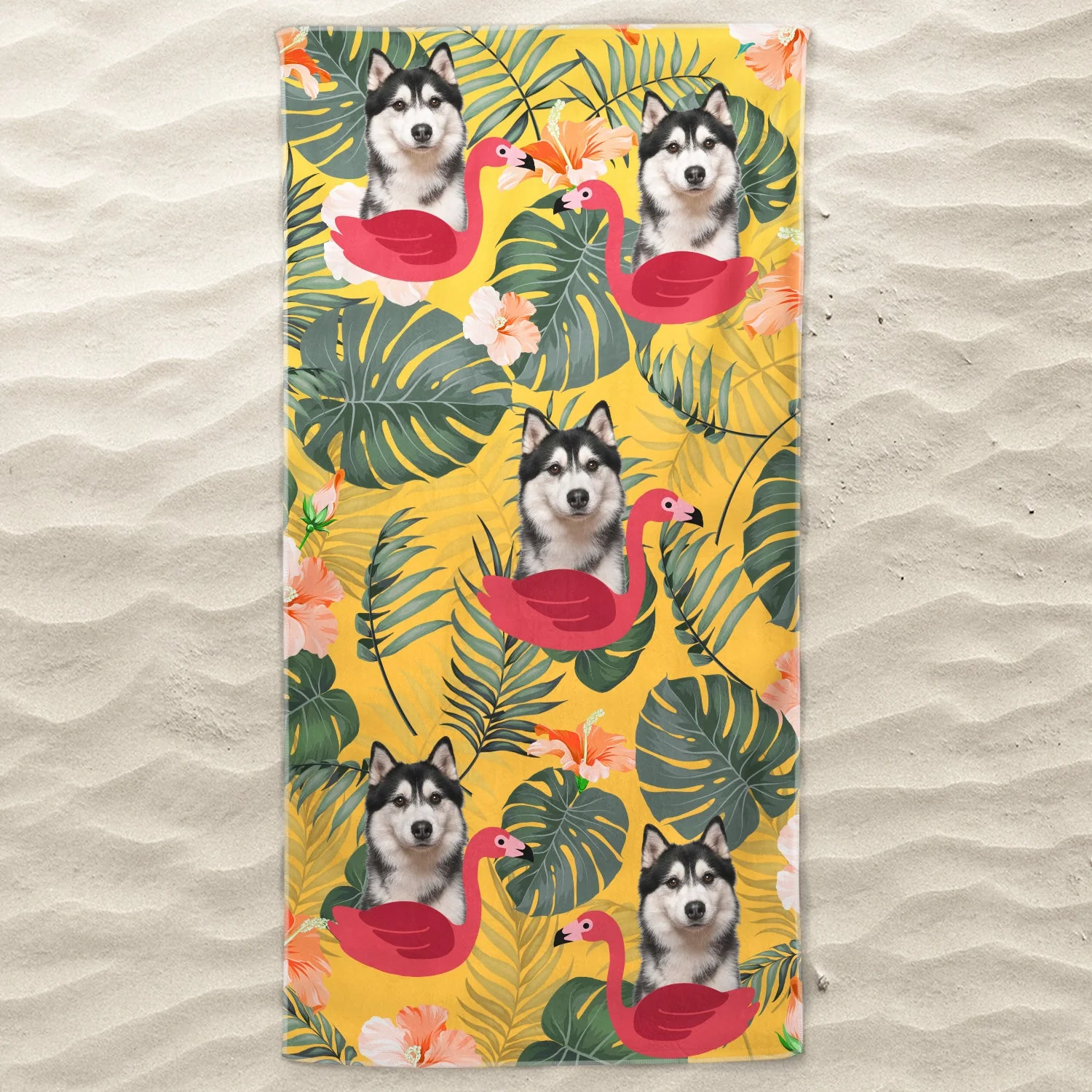 Custom Photo Funny Family Pet Face - Gift For Couples, Best Friends, Siblings, Dog And Cat Lovers - Personalized Custom Beach Towel - Image 3