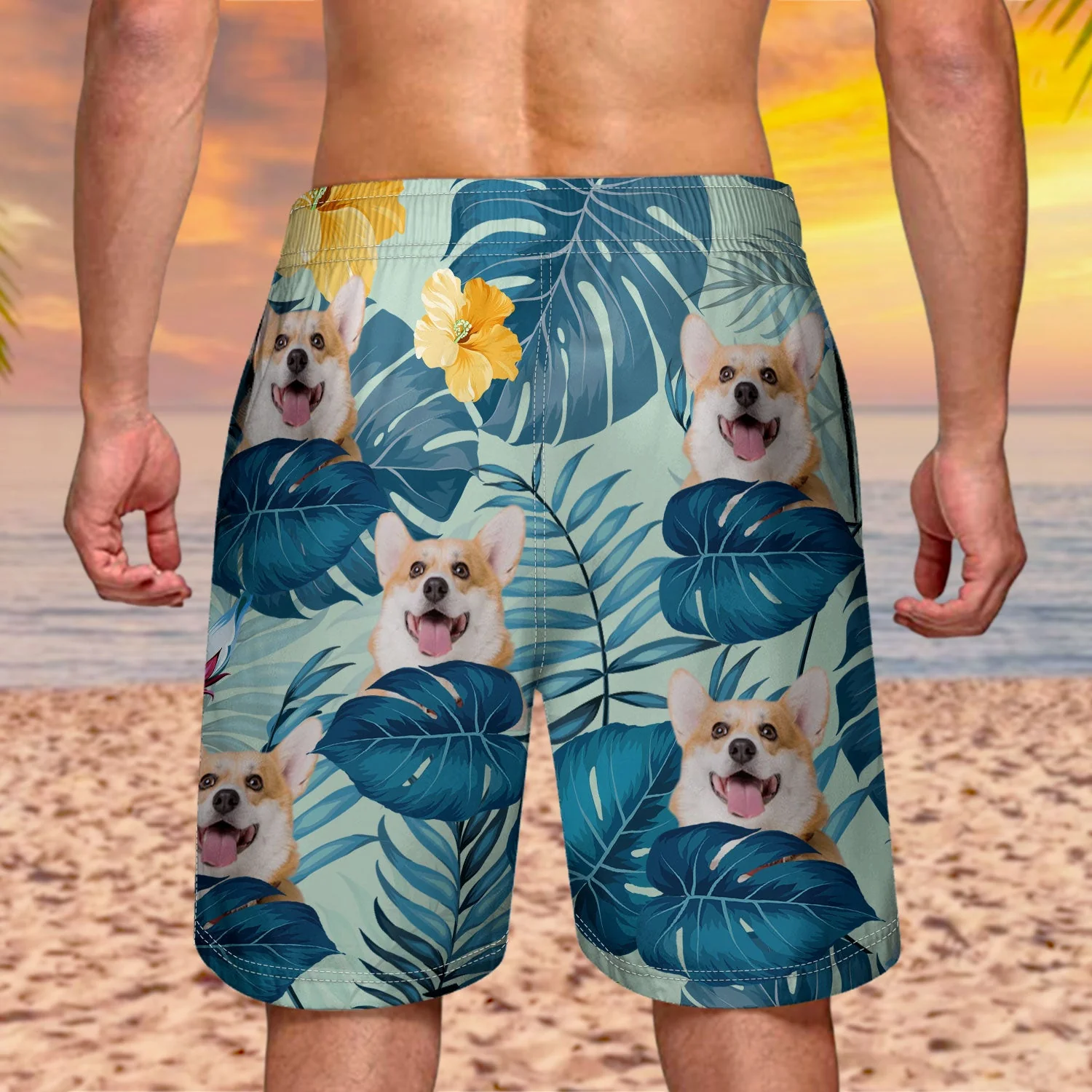 Custom Photo Funny Family Pet Face - Gift For Couples, Best Friends, Siblings, Dog And Cat Lovers - Personalized Custom Unisex Beach Shorts - Image 5
