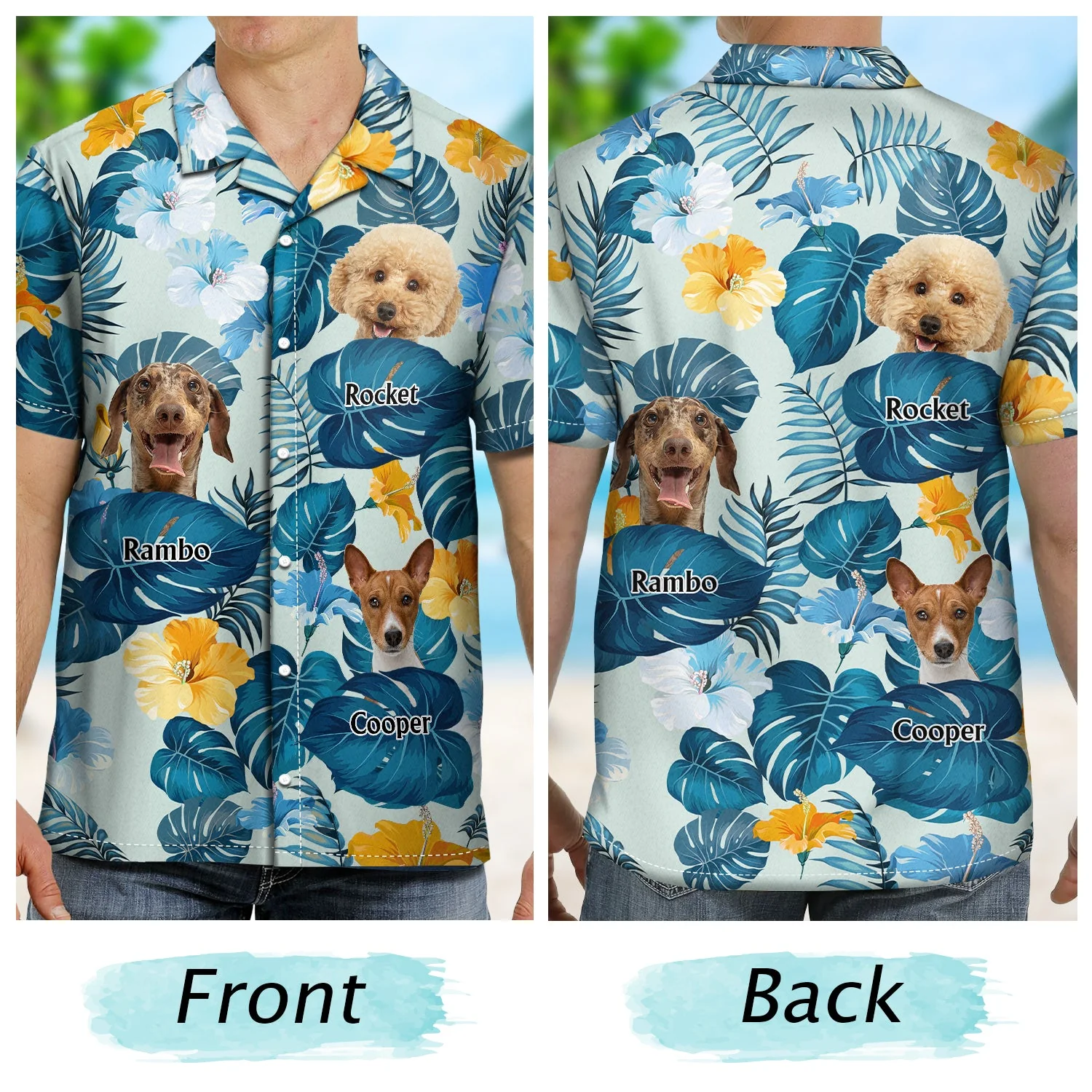 Custom Photo Funny Family Pet Face - Gift For Men, Best Friends, Siblings, Dog And Cat Lovers - Personalized Custom Hawaiian Shirt - Image 3