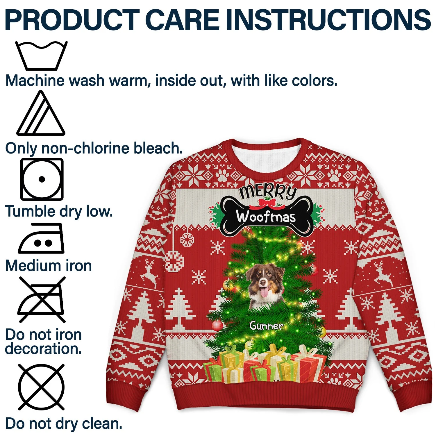 Custom Photo Funny Dog Cat Face Happy Pawlidays - Christmas Gift For Pet Lovers - Personalized Unisex Ugly Sweater - Image 8