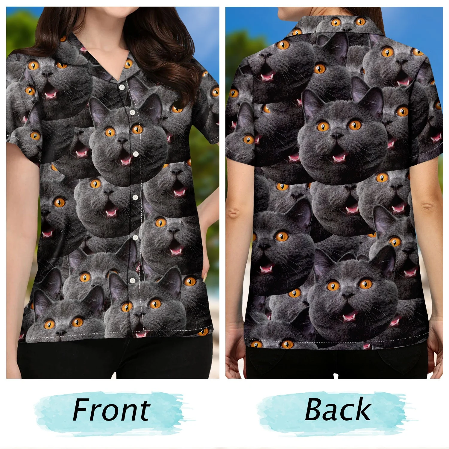 Custom Photo Funny Family Pet Face Pattern - Gift For Men, Dog And Cat Lovers, Family - Personalized Hawaiian Shirt - Image 6