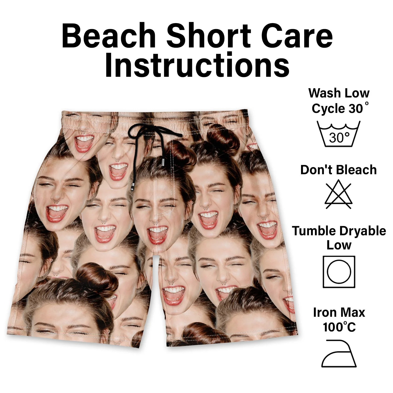 Custom Photo Funny Family Pet Face Pattern - Gift For Men, Dog And Cat Lovers, Family - Personalized Unisex Beach Shorts - Image 7