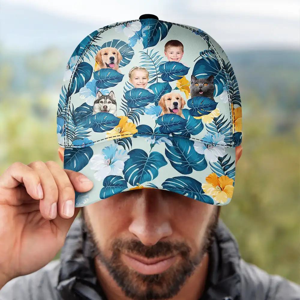 Custom Photo Funny Family Pet Face - Personalized Classic Cap - Image 5