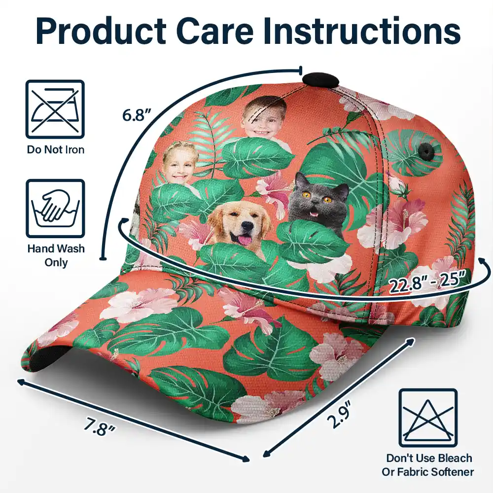Custom Photo Funny Family Pet Face - Personalized Classic Cap - Image 7