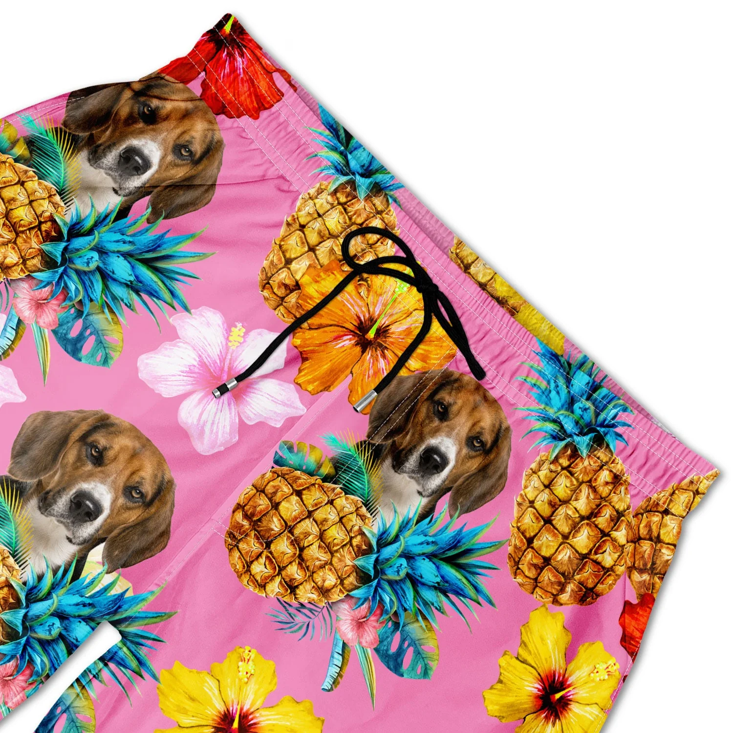 Custom Photo Funny Family Pet Face Tropical Fruit - Funny Gift For Pet Lovers, Dog Mom, Cat Mom, Dog Dad, Cat Dad - Personalized Unisex Beach Shorts - Image 6