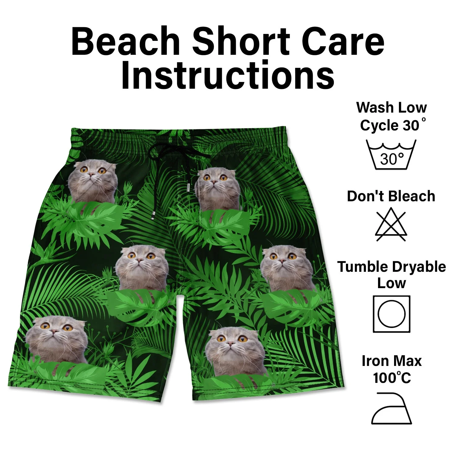 Custom Photo Funny Family Pet Face Tropical Leaf - Funny Gift For Pet Lovers, Dog Mom, Cat Mom, Dog Dad, Cat Dad - Personalized Unisex Beach Shorts - Image 7