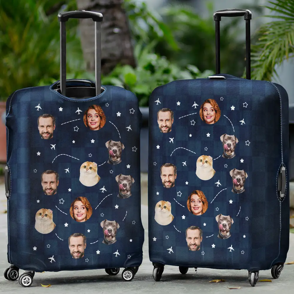 Custom Photo Funny Family Pet Faces - Personalized Luggage Cover - Image 3